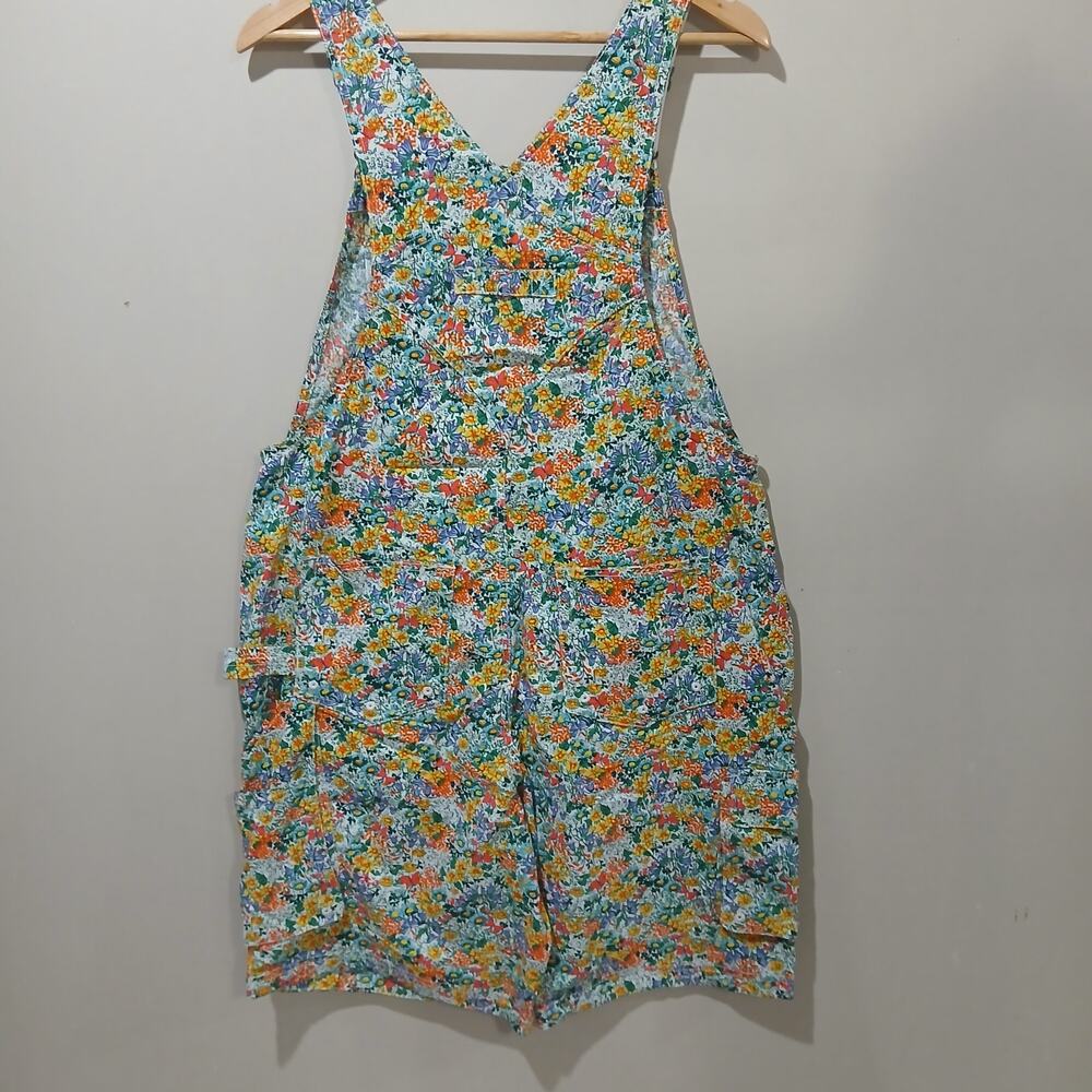 DULUTH TRADING Heirloom Gardening Short Overalls XXL NWT Ditsy Garden Floral - Picture 2 of 12